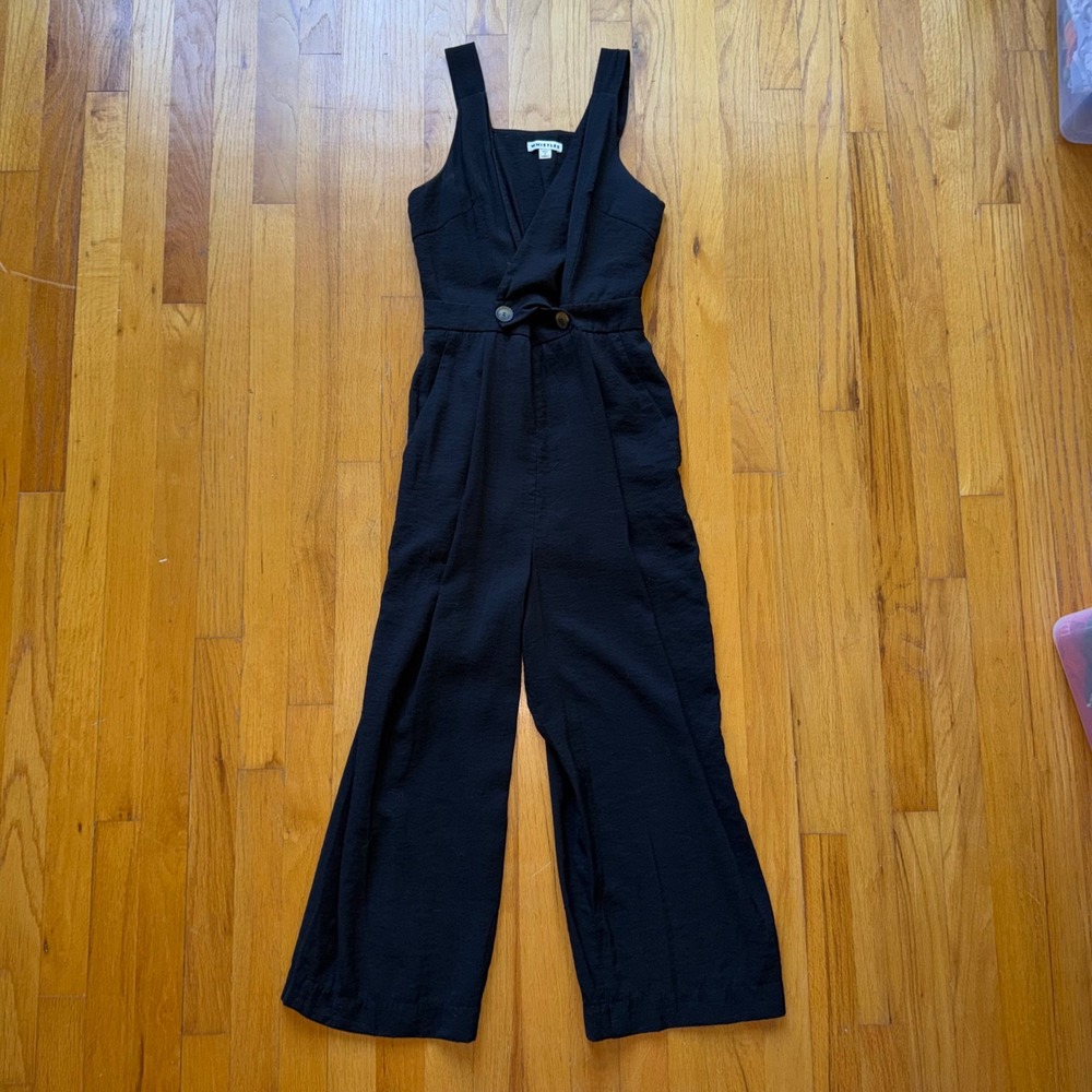 Whistles Black Sleeveless Wide Leg Jumpsuit US 4 Quiet Luxury Minimalist